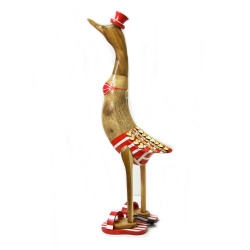 Kaczka w klapkach drewno tekowe Duża XXL 72cm